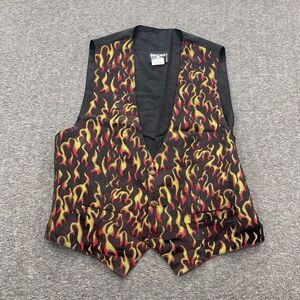 Brooks & Dunn Panhandle Slim Button Up Vest Large Womens Flames Western USA Made